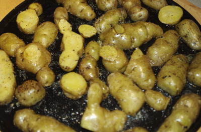 Ozette potatoes roasting